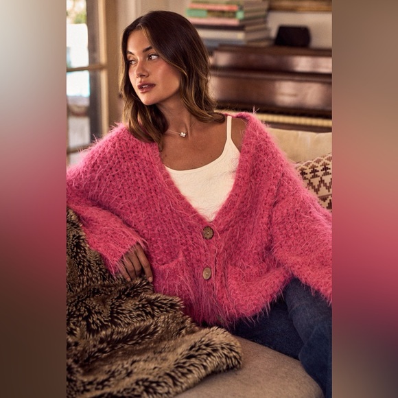 SO ME Soft Touch Hairy Loose Fit Cozy Sweater Cardigan - Picture 8 of 16